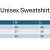 Unisex Sweatshirts size chart